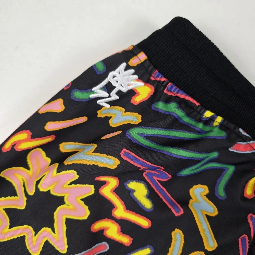 Adidas Track Pants Mens Large Multicolor Scribble Print Joggers Side Stripe - Picture 8 of 14